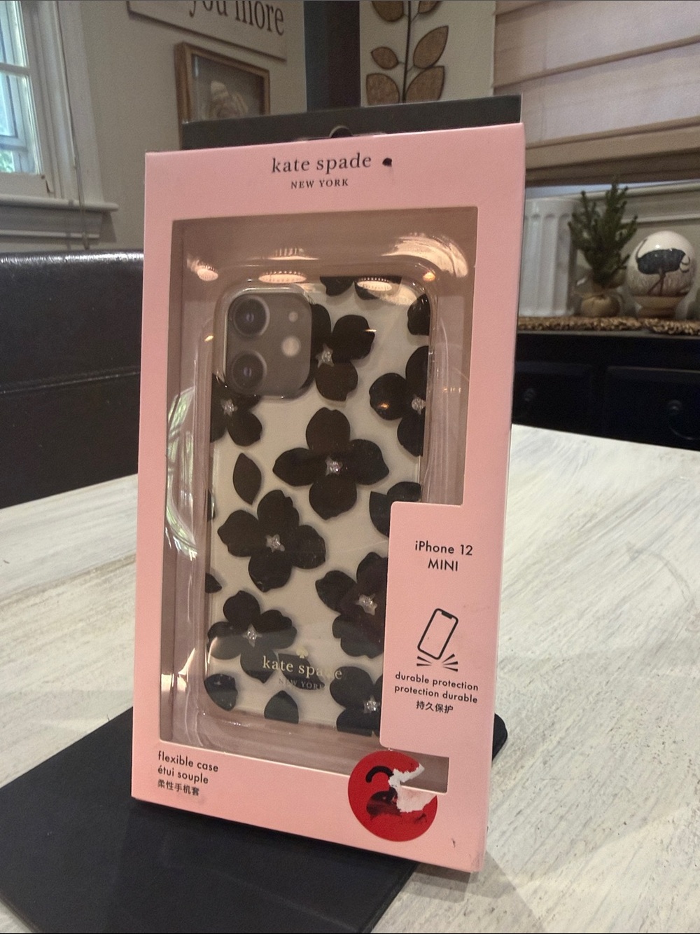 kate spade Black Floral iPhone 12 mini Case in White